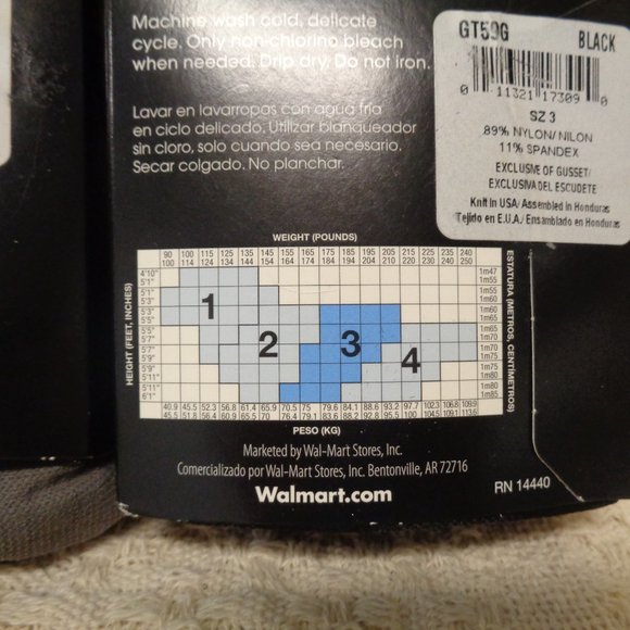 2 pair!  George pattern control top tights:  Grey Pewter and Black  Size 3  NWT - Picture 3 of 3